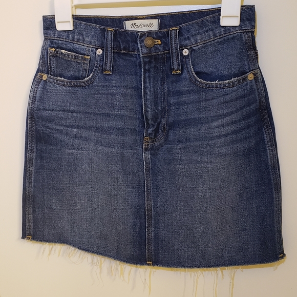 Madewell Rigid Distressed Denim Mini Skirt. 24 - Picture 1 of 16